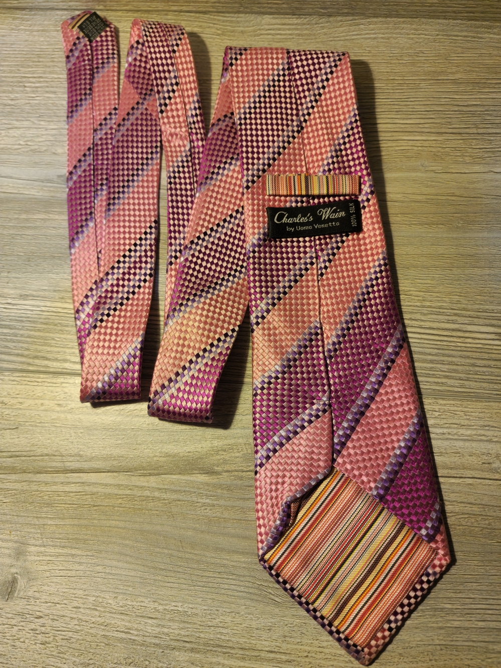 Pink & Purple Diagonal Stripe Men's Tie